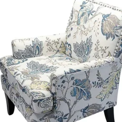 Kirklands Home Accent Chairs|Blue and Yellow Floral Upholstered Accent Chair