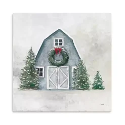 Sale Blue Barn in Winter Canvas Art Print Christmas Art & Wall Decor