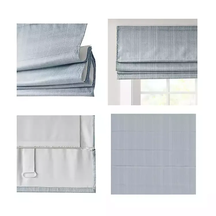 Kirklands Home Curtains & Drapes|Basketweave Cordless Roman Shade, 31 in. Blue