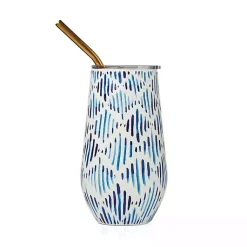Kirklands Home Glassware & Drinkware|Bay Ikat Insulated Wine Tumbler Blue