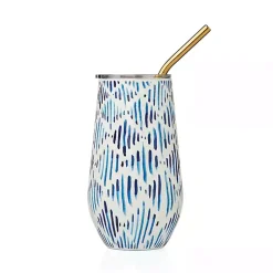 Kirklands Home Glassware & Drinkware|Bay Ikat Insulated Wine Tumbler Blue