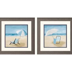 Kirklands Home Framed Art|Blue Beach Framed Art Prints, Set of 2