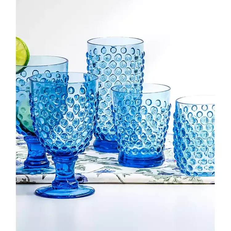 Kirklands Home Glassware & Drinkware|Beaded Acrylic Goblet Wine Glasses, Set of 6 Blue