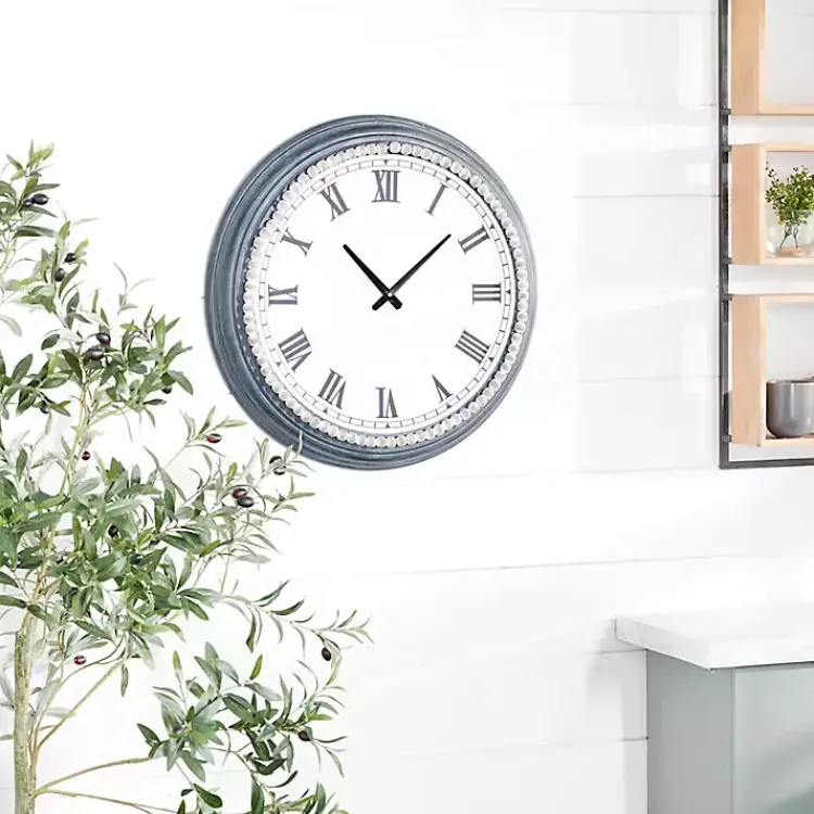 Kirklands Home Clocks|Blue Beaded Roman Numeral Clock