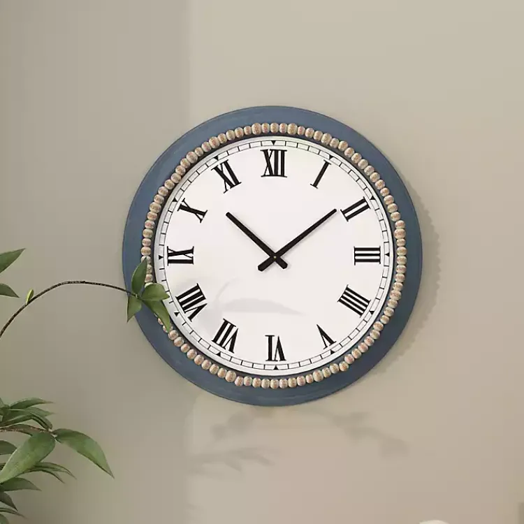 Kirklands Home Clocks|Blue Beaded Roman Numeral Clock