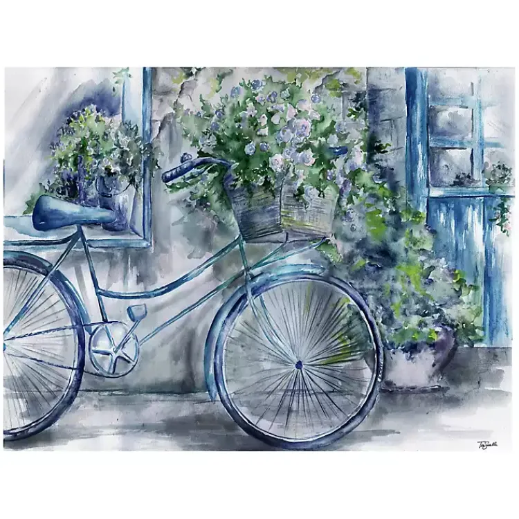 Kirklands Home Canvas Art|Blue Bicycle Florist Canvas Art Print, 40x30 in.
