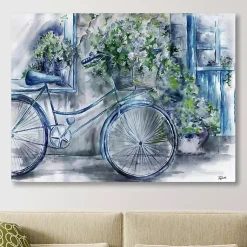 Kirklands Home Canvas Art|Blue Bicycle Florist Canvas Art Print, 40x30 in.