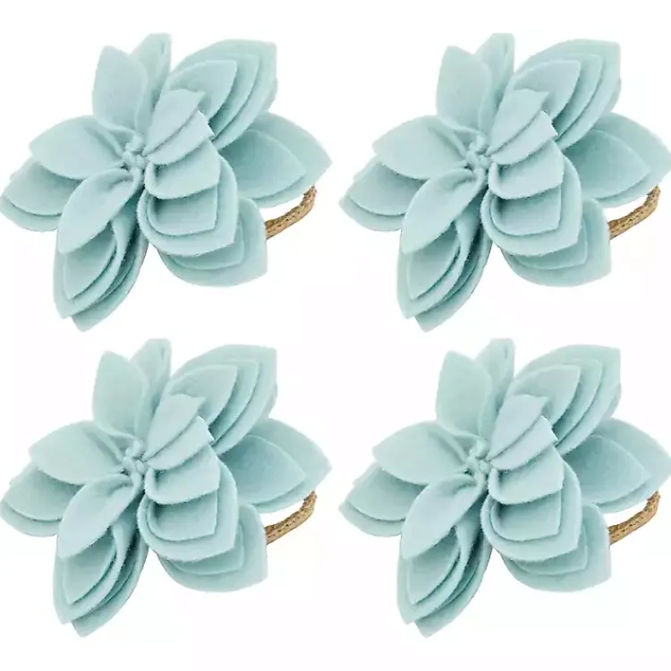 Kirklands Home Table Linens|Blossom Napkin Rings, Set of 4 Blue