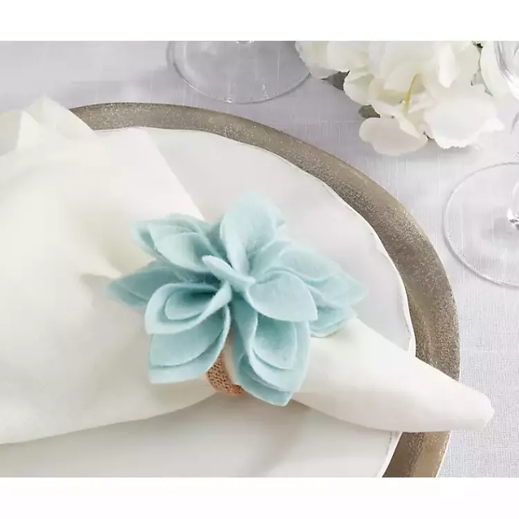 Kirklands Home Table Linens|Blossom Napkin Rings, Set of 4 Blue