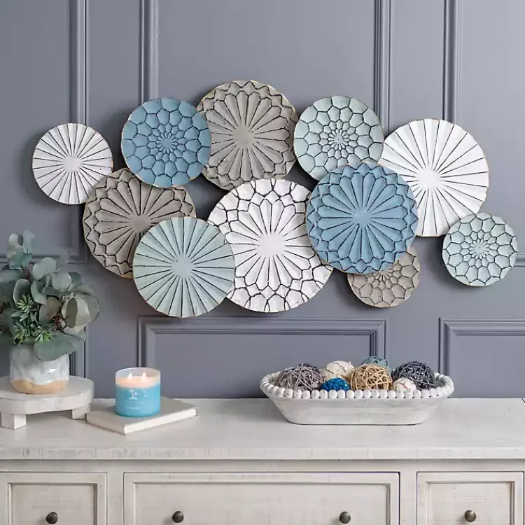 Kirklands Home Wall Plaques|Blue Bohemian Metal Plate Wall Plaque