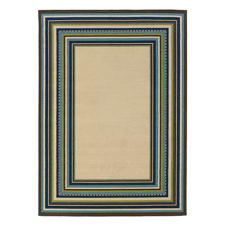 Kirklands Home Area Rugs|Blue Bordered Capetown Area Rug, 5x7