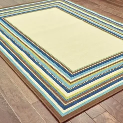 Kirklands Home Area Rugs|Blue Bordered Capetown Area Rug, 5x7
