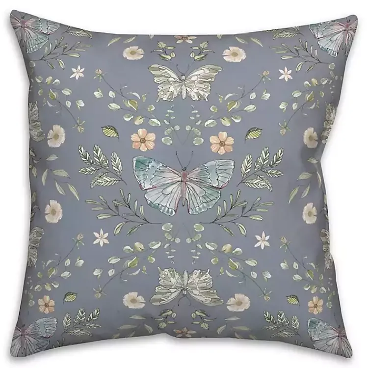 Clearance Botanical Butterfly Throw Pillow Pillows