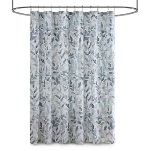 Kirklands Home Shower Curtains|Blue Botanical Microfiber Shower Curtain
