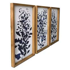 Kirklands Home Framed Art|Blue Branches Framed Canvas Art Prints, Set of 3