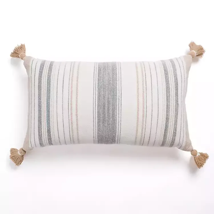 Sale Blue Breezy Stripes Lumbar Pillow Pillows