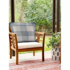 Kirklands Home Outdoor Cushions & Pillows|Blue Buffalo Check Stitched Outdoor Throw Pillow