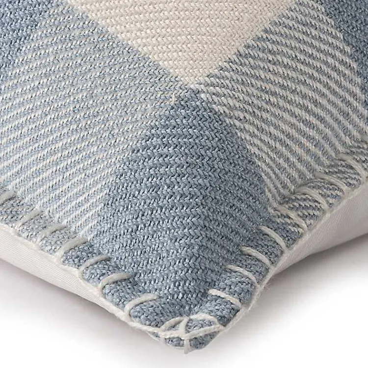 Kirklands Home Outdoor Cushions & Pillows|Blue Buffalo Check Stitched Outdoor Throw Pillow
