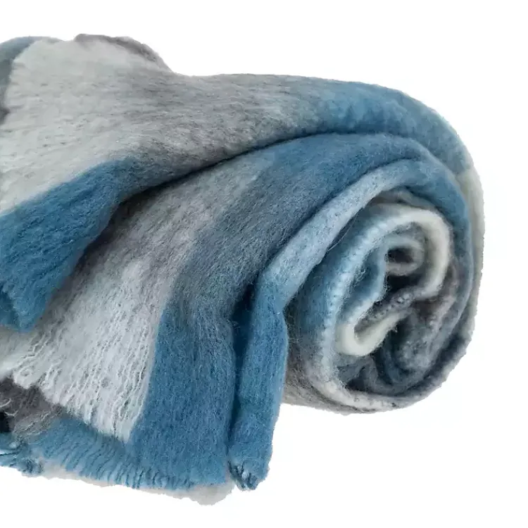 New Blue Buffalo Check Wool Handloomed Throw Blankets & Throws