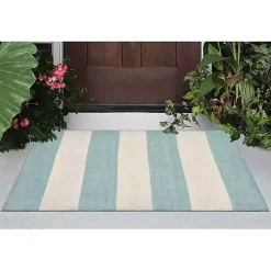 Kirklands Home Outdoor Rugs|Blue Cabana Stripe Indoor/Outdoor Scatter Rug