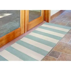 Kirklands Home Outdoor Rugs|Blue Cabana Stripe Indoor/Outdoor Runner, 2x8