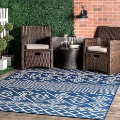 Kirklands Home Outdoor Rugs|Blue Cassie Global Outdoor Area Rug, 5x8