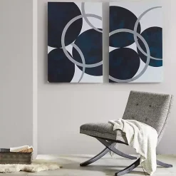 Kirklands Home Canvas Art|Blue Celestial Orbit Canvas Art Prints, Set of 2