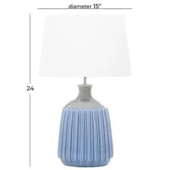 Kirklands Home Table Lamps|Blue Ceramic Breeze Table Lamp White