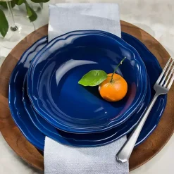 Kirklands Home Dinnerware|Ceramic Soft Scallop 16-pc. Dinnerware Set Blue