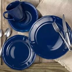 Kirklands Home Dinnerware|Ceramic Soft Scallop 16-pc. Dinnerware Set Blue