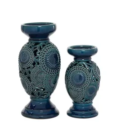New Ceramic Tiered Base Candle Holders, Set of 2 Candle Holders