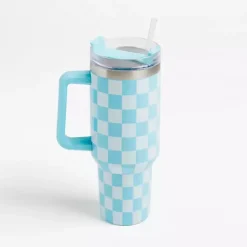 Kirklands Home Glassware & Drinkware|Checkered Otto 40 oz. Insulated Tumbler Blue
