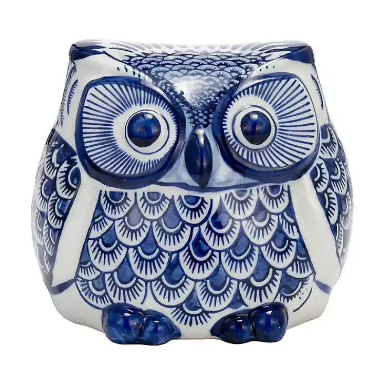 New Blue Chinoiserie Owl Figurine Statues & Figurines