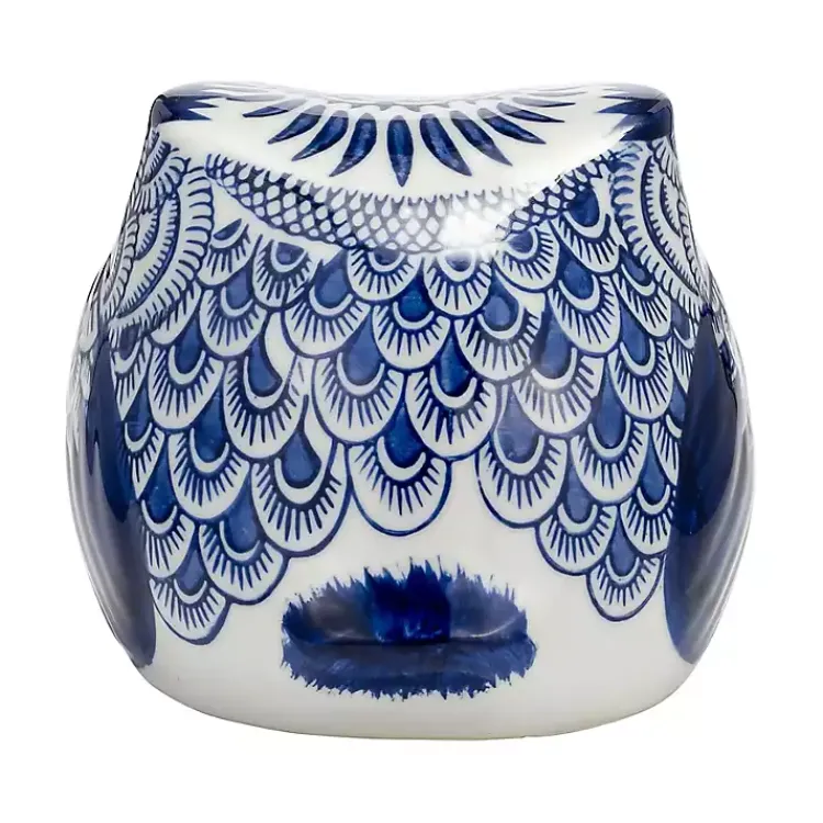 New Blue Chinoiserie Owl Figurine Statues & Figurines