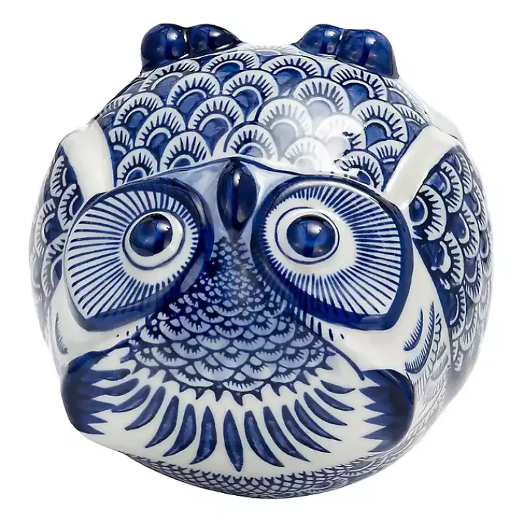 New Blue Chinoiserie Owl Figurine Statues & Figurines