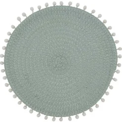 Kirklands Home Table Linens|Circular Pom Pom Placemats, Set of 4 Blue