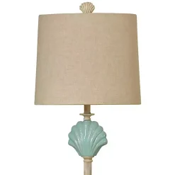 Kirklands Home Floor Lamps|Blue Clamshell Gili Floor Lamp Tan