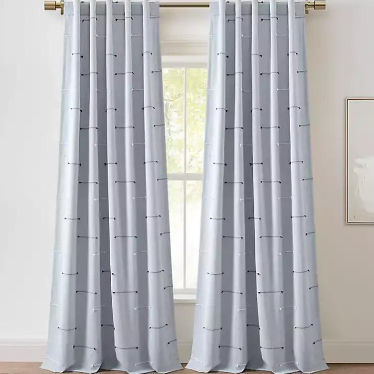 Kirklands Home Curtains & Drapes|Clipped Stripe Curtain Panel Set, 84 in. Blue