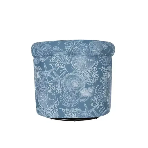 Kirklands Home Accent Chairs|Coastal Bonnie Swivel Accent Chair Blue