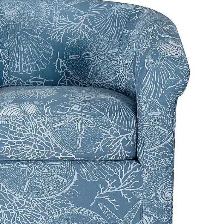Kirklands Home Accent Chairs|Coastal Bonnie Swivel Accent Chair Blue