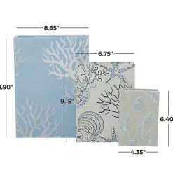 Sale Blue Coastal Canvas Book Boxes, Set of 3 Baskets & Boxes