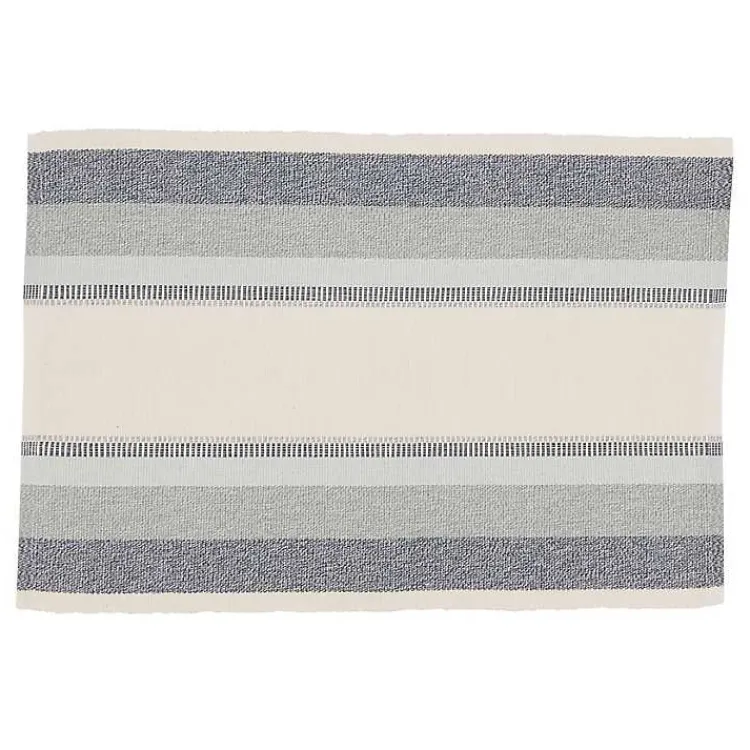 Kirklands Home Table Linens|Blue Coastal Ribbed Striped Placemats, Set of 4