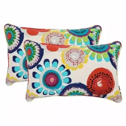 Kirklands Home Outdoor Cushions & Pillows|Blue Confetti Outdoor Lumbar Pillows, Set of 2