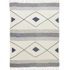 New Cotton Diamond Geometric Fringe Throw Blankets & Throws