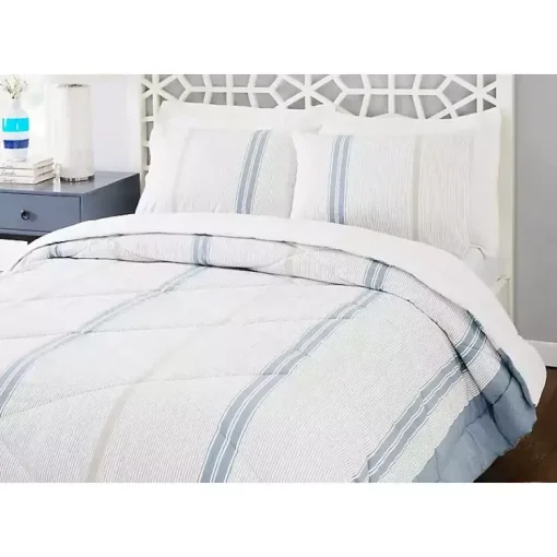 Kirklands Home Comforters|Cream Mason King 3-pc. Comforter Set Blue