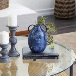 Outlet Crosshatch Double Handle Ceramic Vase, 9 in. Vases