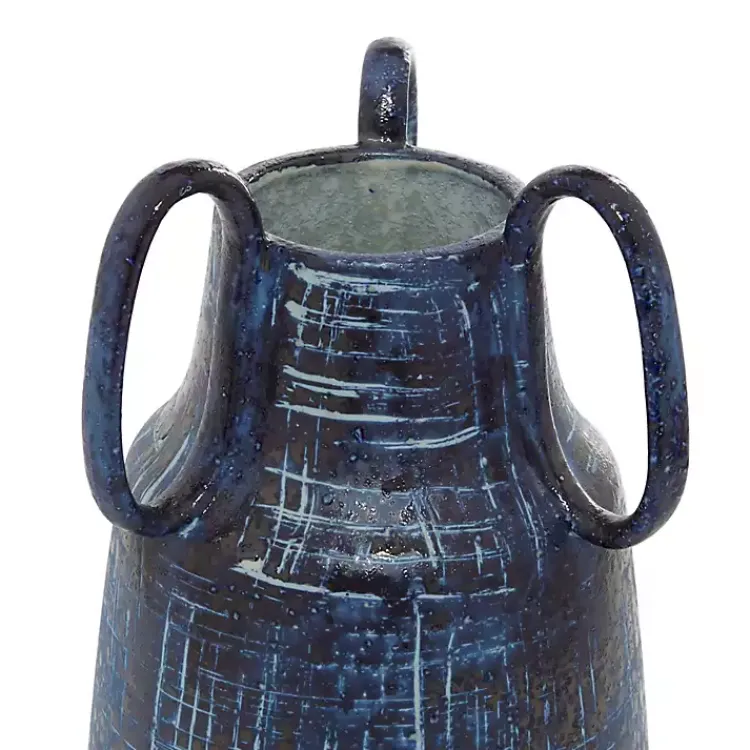 Crosshatch Triple Handle Ceramic Vase, 13 in. Vases