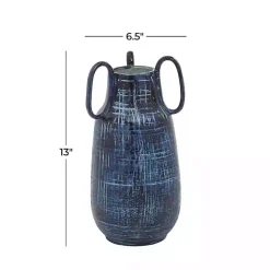 Crosshatch Triple Handle Ceramic Vase, 13 in. Vases