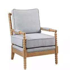 Kirklands Home Accent Chairs|Cushion Beaded Wood Frame Accent Chair Blue