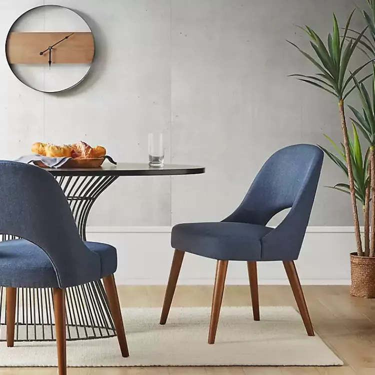 Kirklands Home Dining Chairs|Cut-Out Pecan Wood Dining Chairs, Set of 2 Blue